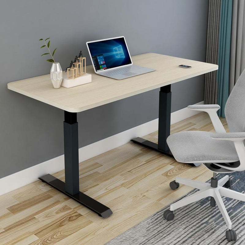 160cm Standing Desk Height Adjustable Sit Stand Motorised Grey Single Motor Frame White Top