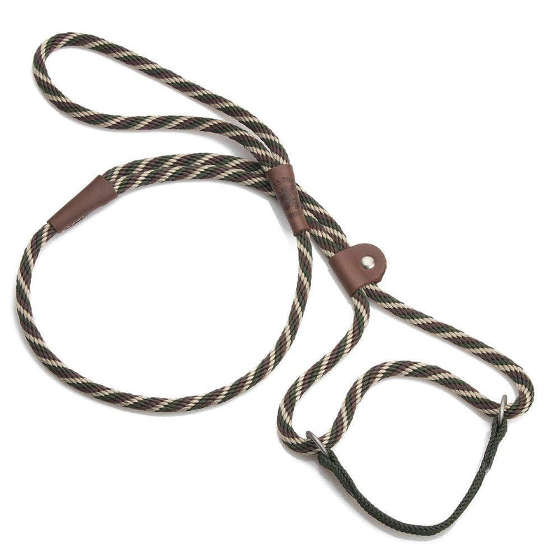 MENDOTA DOG WALKER - MARTINGALE LEASH - Made in the USA Length 3/8in x 6ft(10mm x 1.8m) - Twist - Mocha