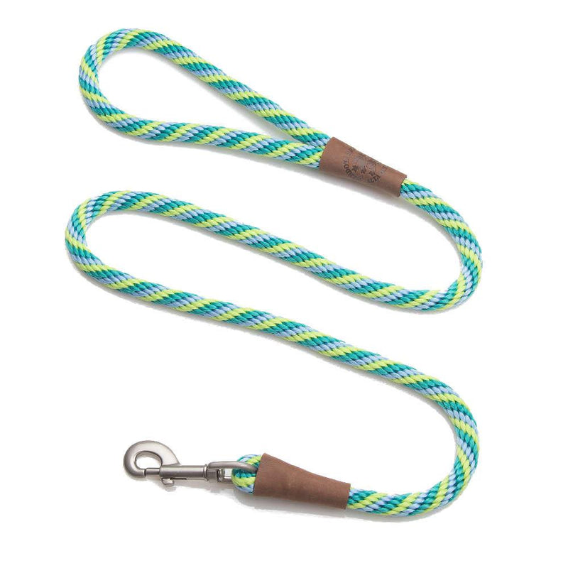 Mendota Clip Leash Small - lengths 3/8in x 6ft(10mm x1.8m) Made in the USA - Twist - Seafoam