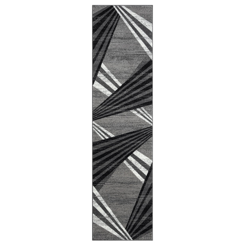 Adore Geometric Textural Rug - Grey - 80x300