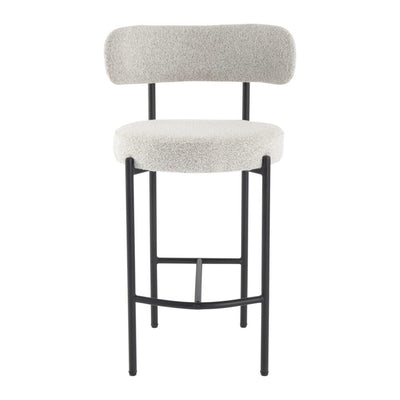 Sleek White Quartz Metal Boucle Elsa Bar Stools