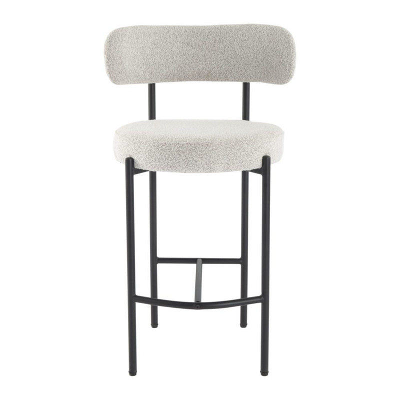 Sleek White Quartz Metal Boucle Elsa Bar Stools