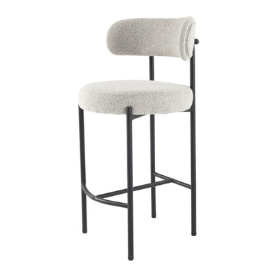 Sleek White Quartz Metal Boucle Elsa Bar Stools