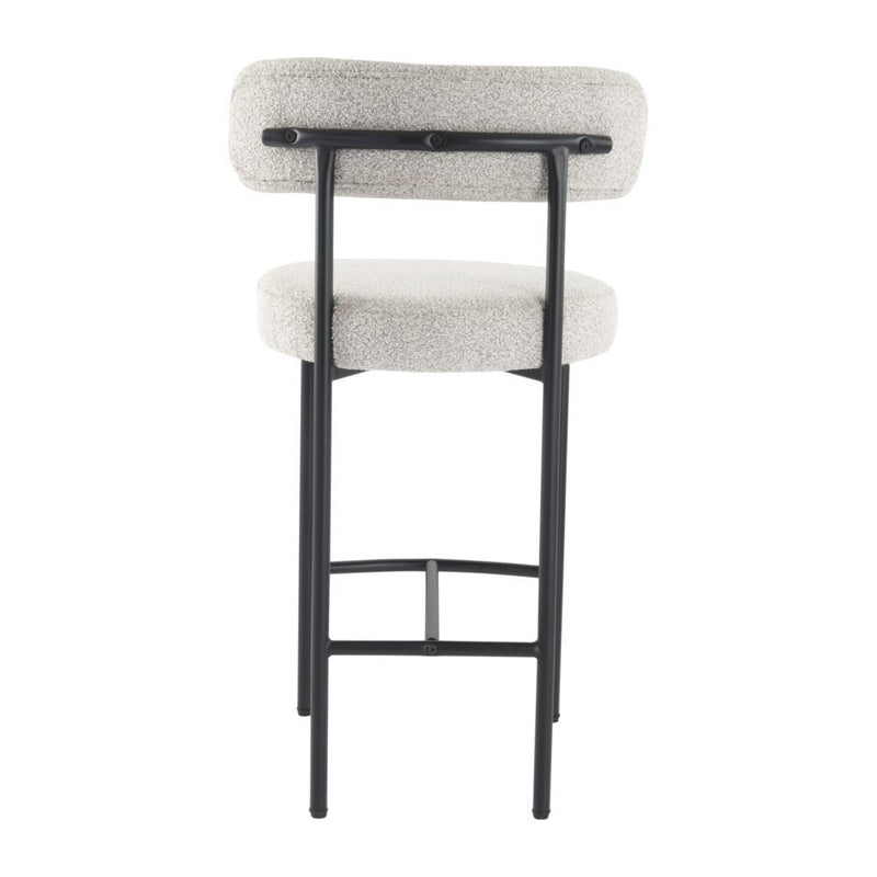 Sleek White Quartz Metal Boucle Elsa Bar Stools