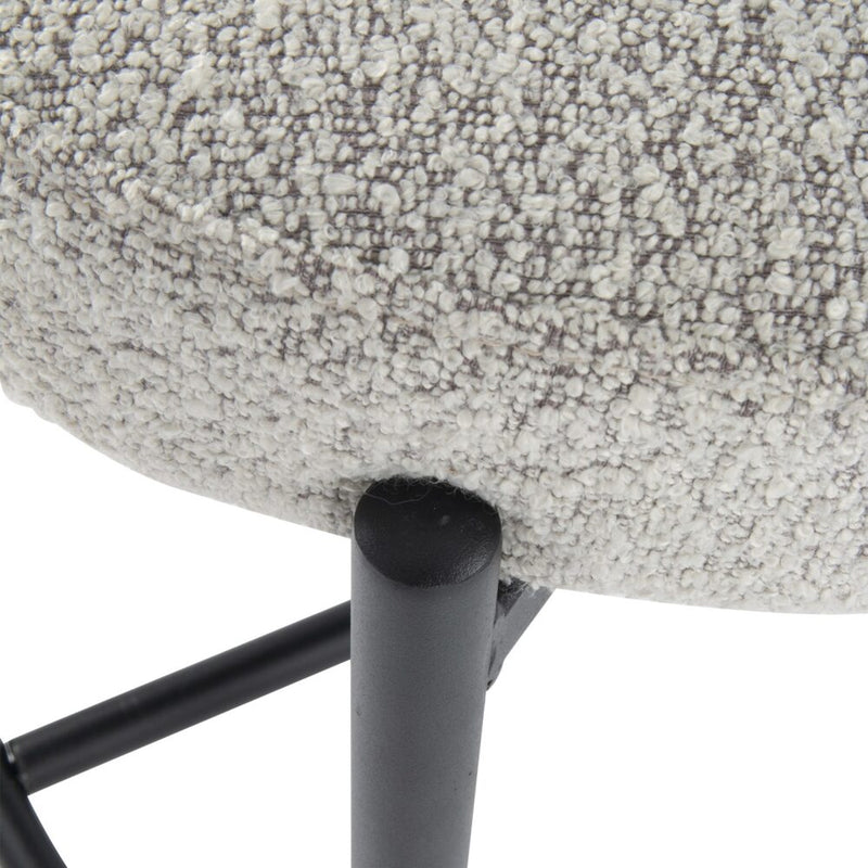 Sleek White Quartz Metal Boucle Elsa Bar Stools