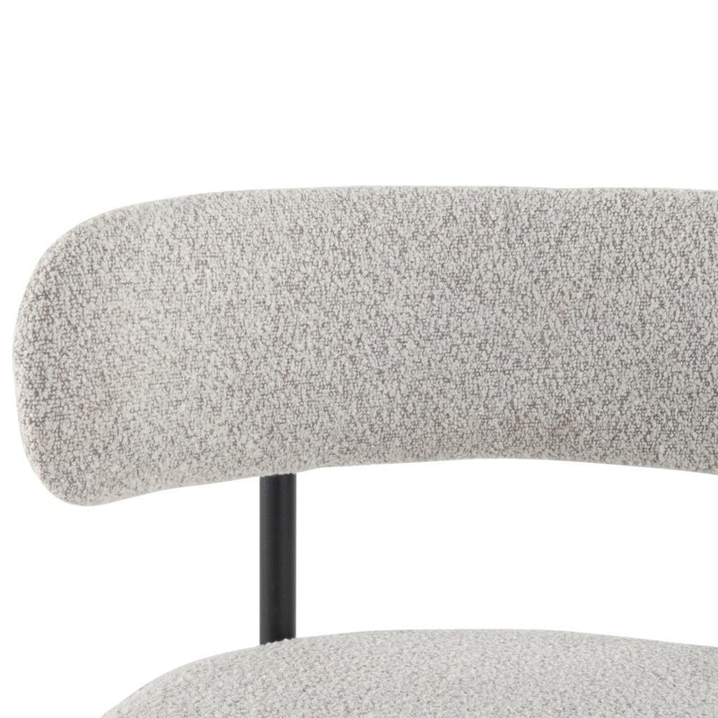 Sleek White Quartz Metal Boucle Elsa Bar Stools