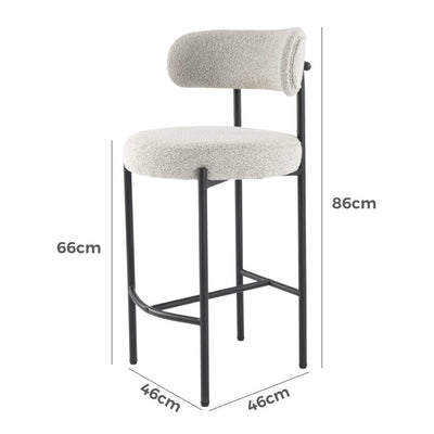 Sleek White Quartz Metal Boucle Elsa Bar Stools