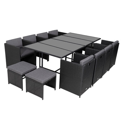 Bali 13PC Outdoor Dining Set-Black