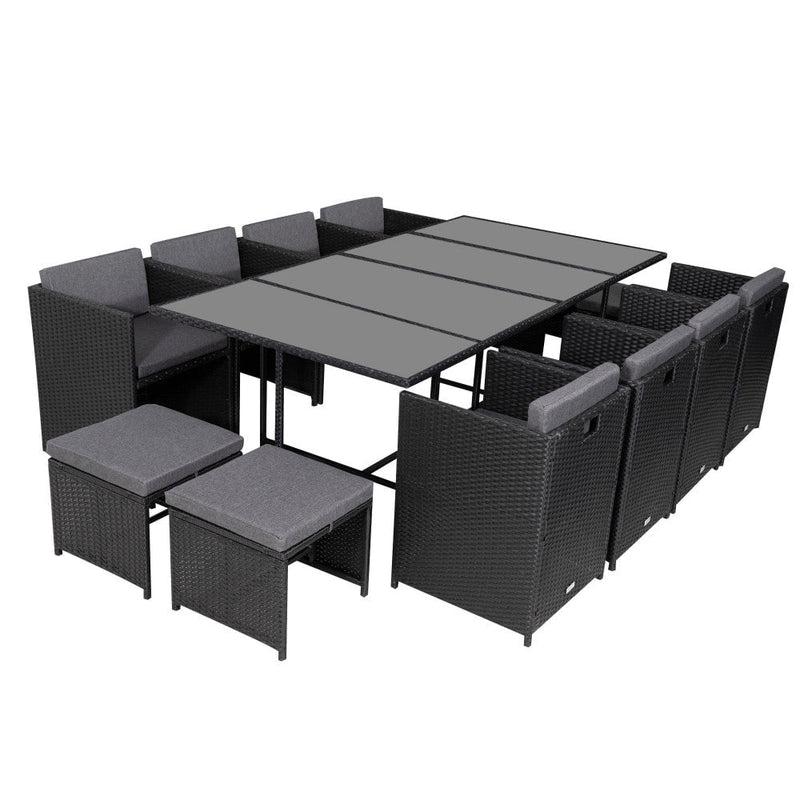 Bali 13PC Outdoor Dining Set-Black