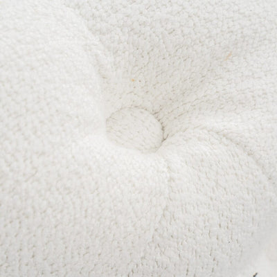 Bouclé White Ottoman-Round