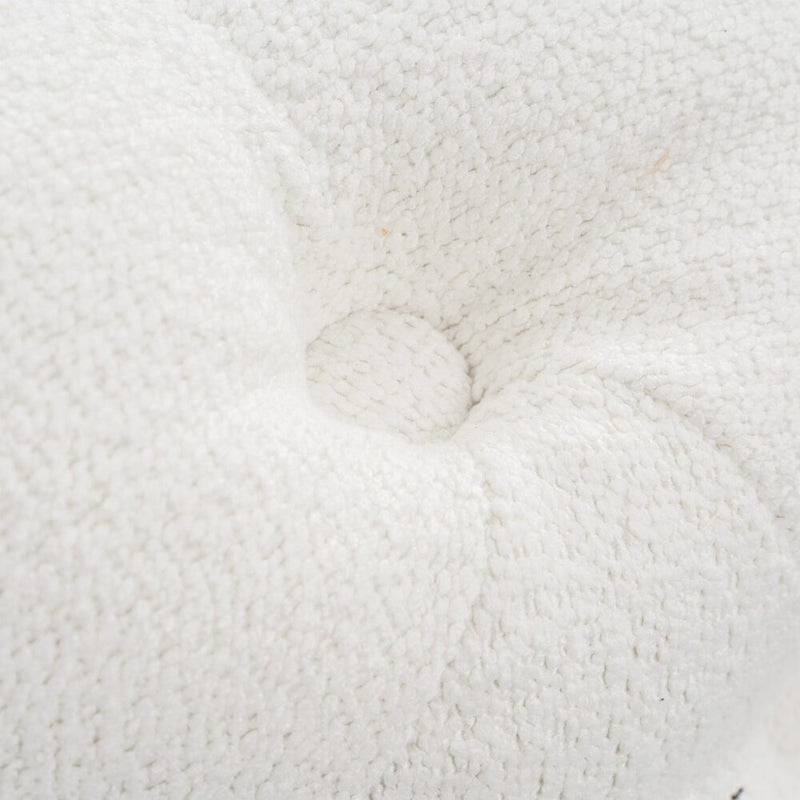 Bouclé White Ottoman-Round