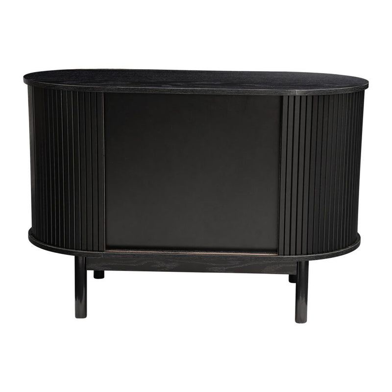 Mid-Century Black Ribbed Sideboard Cabinet