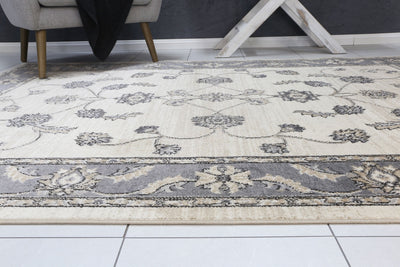 Arya Cream Grey Oriental Rug 200x290 cm