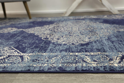 Arya Navy Blue Distress Rug 240x330 cm