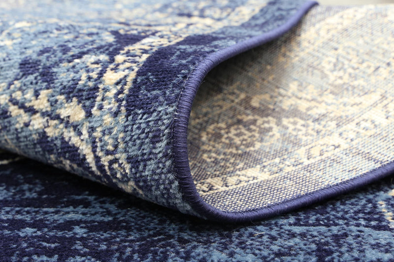 Arya Navy Blue Distress Rug 80x300 cm