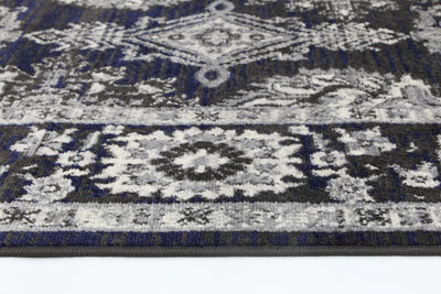 Arya Traditional Navy Grey Rug 80x300 cm