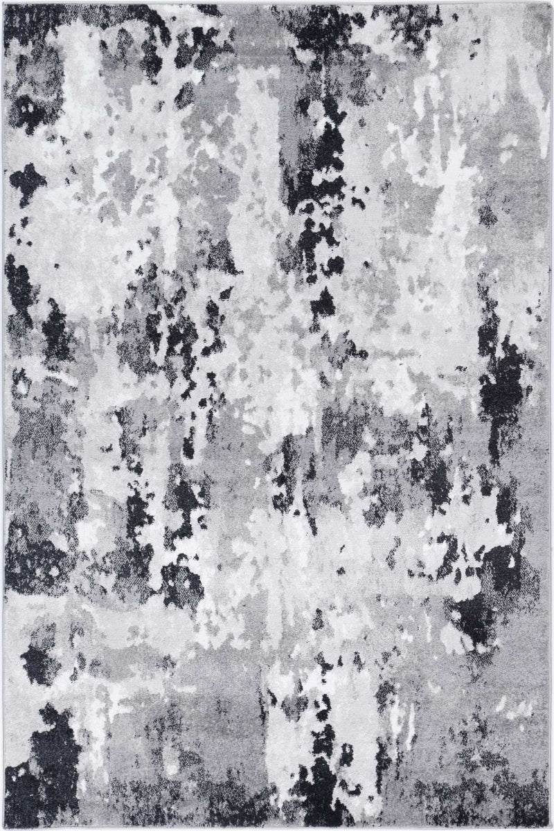 Ermina Modern Abstract Grey Black Rug 200x290cm