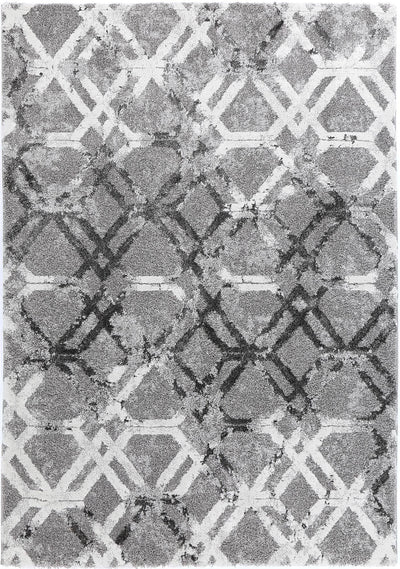 Yuzil Grey White Lattice Rug 160x230cm