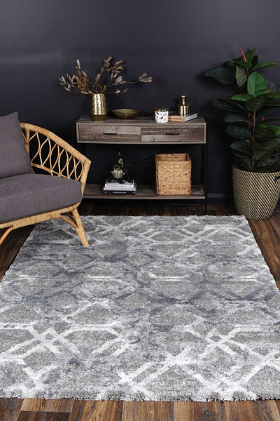 Yuzil Blue Lattice Rug 160x230cm