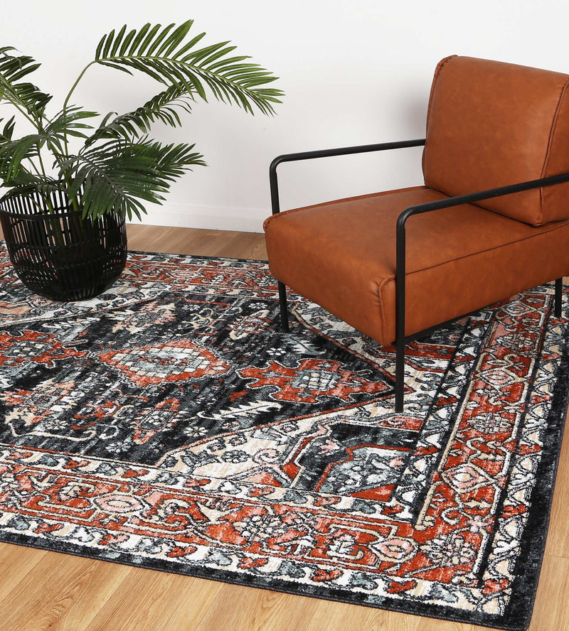 Anatolia Traditional Terracotta Black Rug 160x230cm