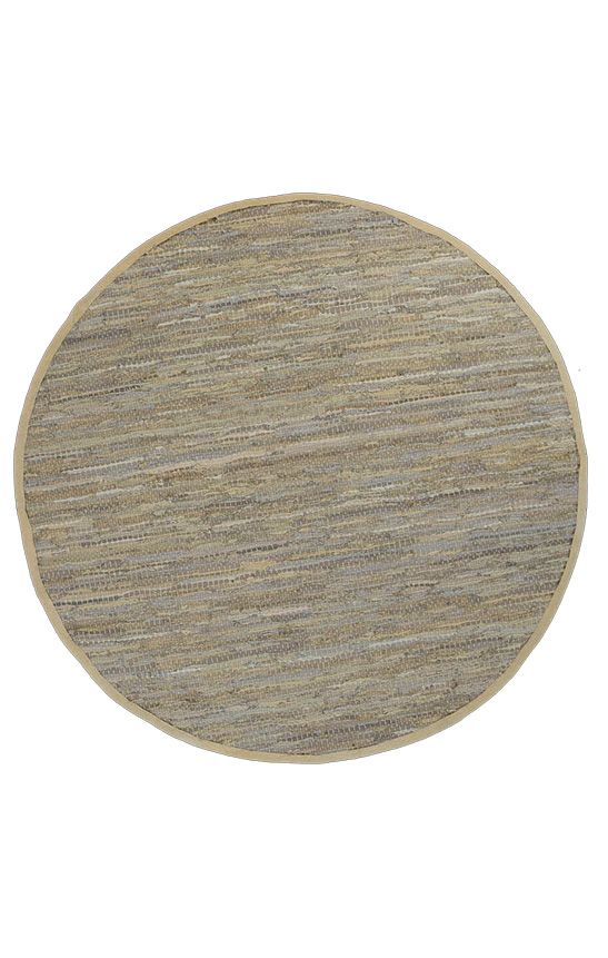 Metro Beige Modern Leather Rug 160x160cm Round