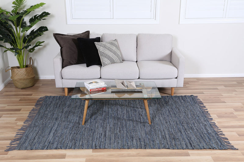 Metro Grey Modern Leather Rug 230x320cm