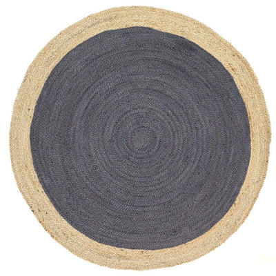 Hampton Grey Centre Jute Rug 200x200cm Round