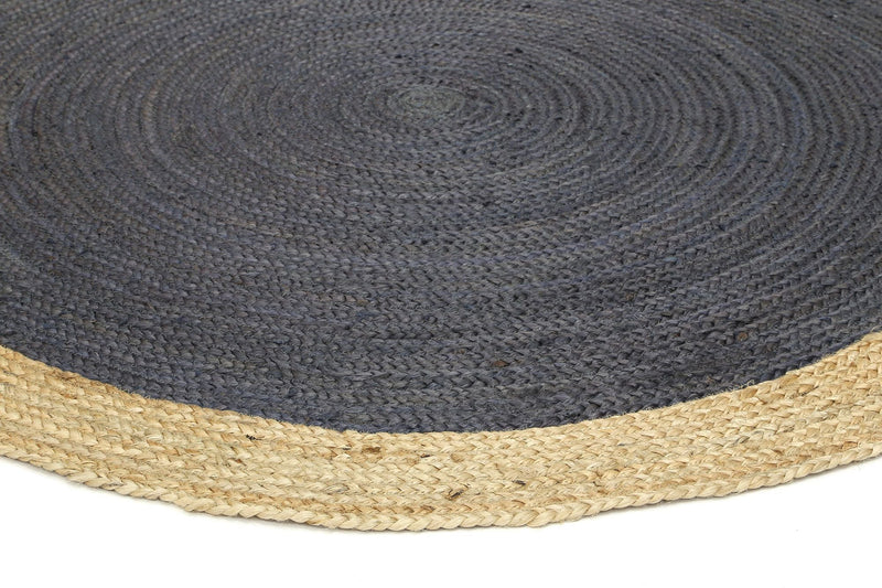 Hampton Grey Centre Jute Rug 200x200cm Round