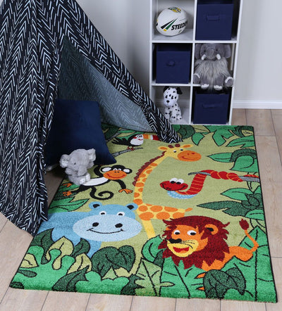 Nova Kids Green Jungle Animal Rug 120x170 cm