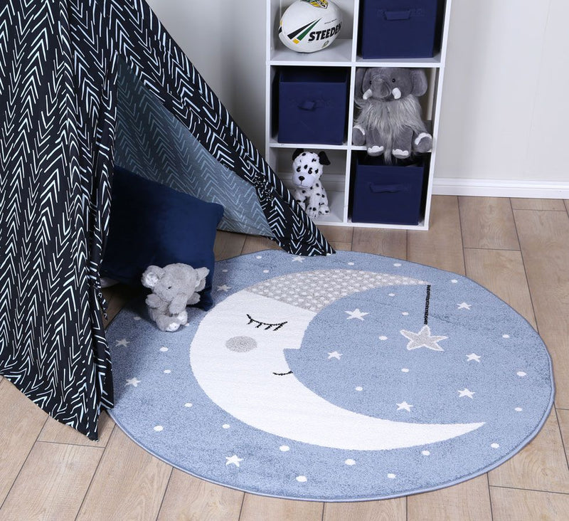 Nova Kids Blue Goodnight Moon Rug 133x133 cm Round