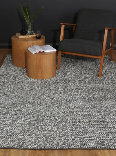 Zayna Loopy Charcoal Wool Blend Rug 160x230cm