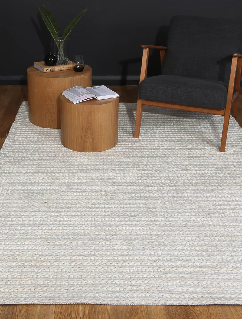 Zayna Cue White Wool Blend Rug 200x290cm