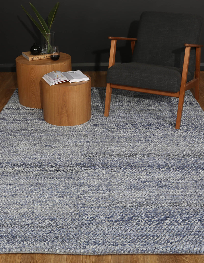 Zayna Loopy Blue Wool Blend Rug 200x290cm