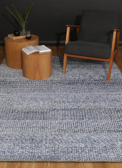 Zayna Grace Blue Wool Blend Rug 240x330cm