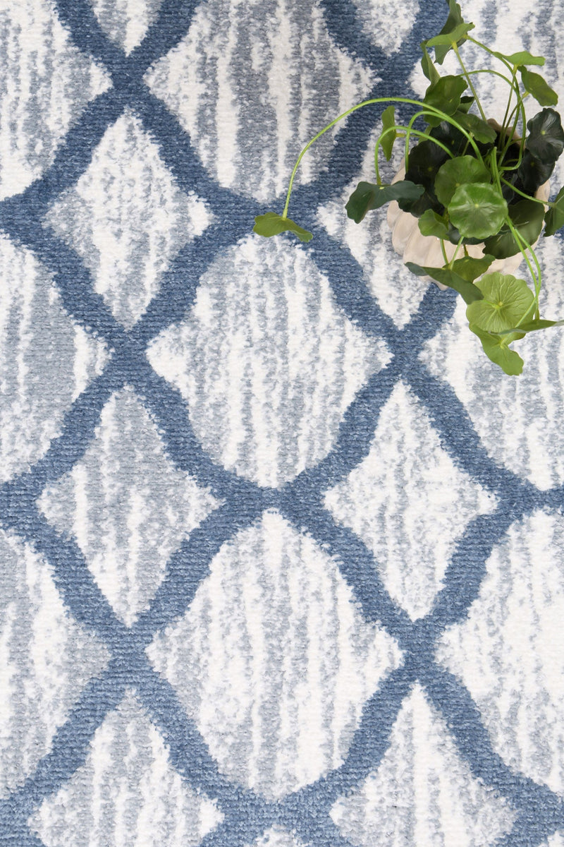 Windjana Lattice Blue Rug 160x230cm