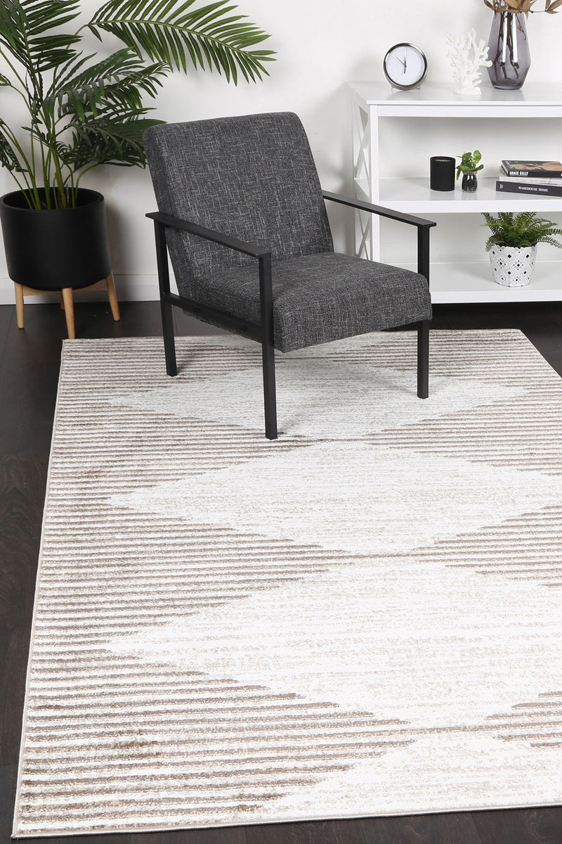 Windjana Abstract Diamond Latte Rug 200x290cm