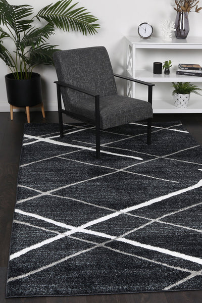 Windjana Abstract Stripe Charcoal Rug 280x380cm