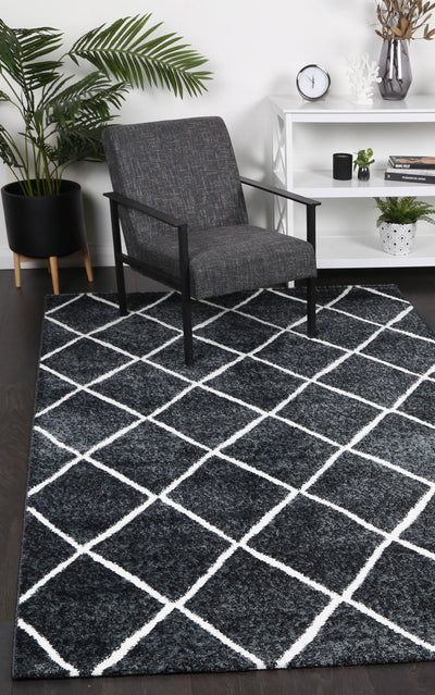 Windjana Diamond Charcoal Rug 80x150cm