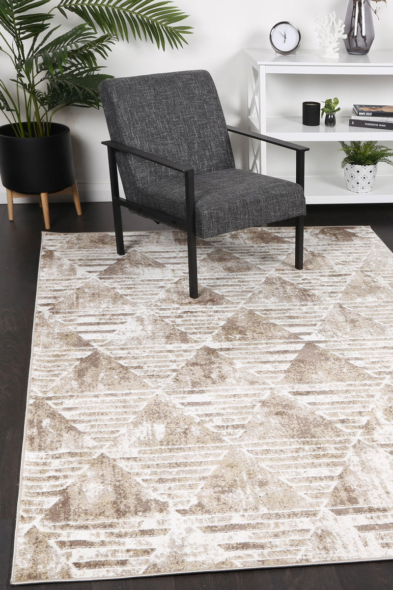 Windjana Transitional Geometric Latte Rug 80x150cm