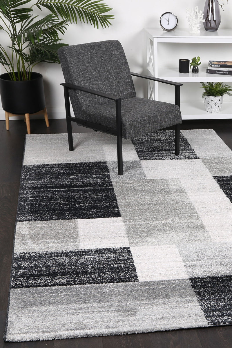 Windjana Abstract Geometric Grey Rug 80x150cm