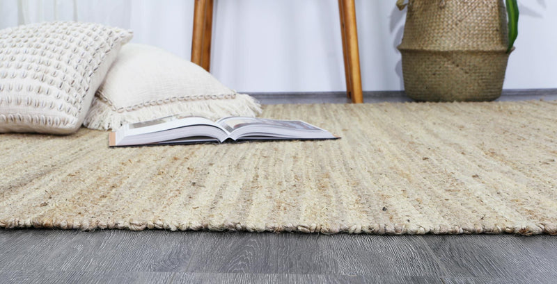 Malmo Beige Stipe Natural Jute Rug  160x230cm