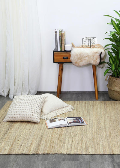 Malmo Beige Stipe Natural Jute Rug  200x290cm