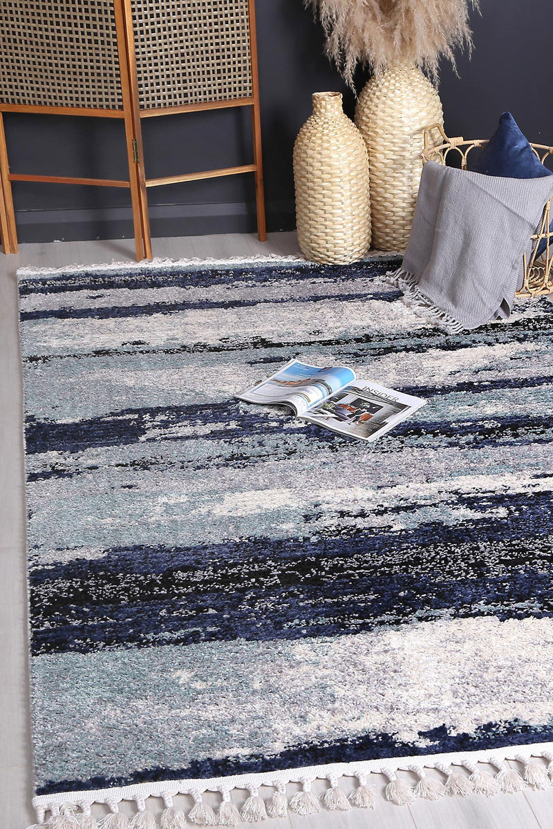 Myk Navy Blue Abstract Rug 300x400 cm