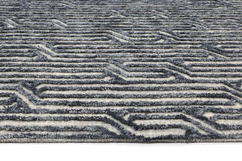 Mila Tribal Black Light Grey Rug 160x230cm