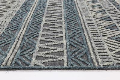 Mila Tribal Dark Grey Teal Rug 200x290cm