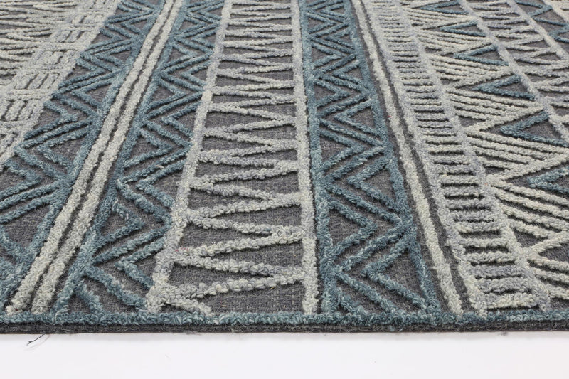 Mila Tribal Dark Grey Teal Rug 200x290cm