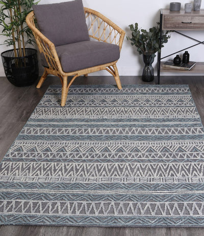 Mila Tribal Dark Grey Teal Rug 200x290cm