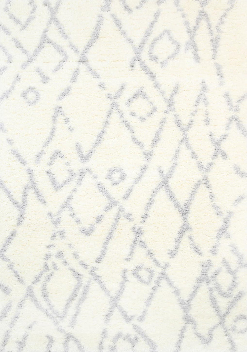 Moroccan Cream and Silver Fes Rug 200X290cm