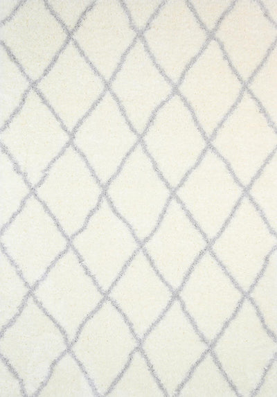 Moroccan Cream and Silver Diamond Rug 240X330cm