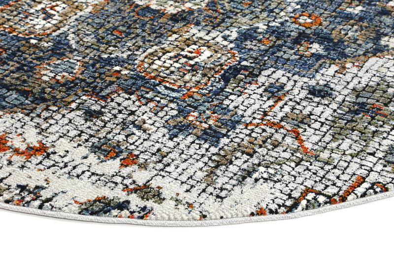 Roman Mosaic Medallion Grey Turquoise Rug 200x290 cm